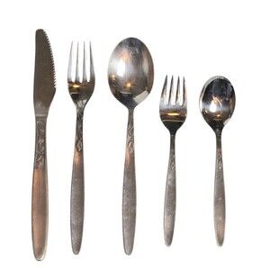 Amefa Holland Tulip Time Mid Century Stainless Steel 39pc. Partial Flatware Set